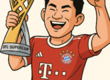 AI로 만든 김민재 선수가 DFL-SUPERCUP(프란츠 베켄바워 슈퍼컵) 우승 트로피 들어올리는 사진 / ChatGPT(AI) 제공