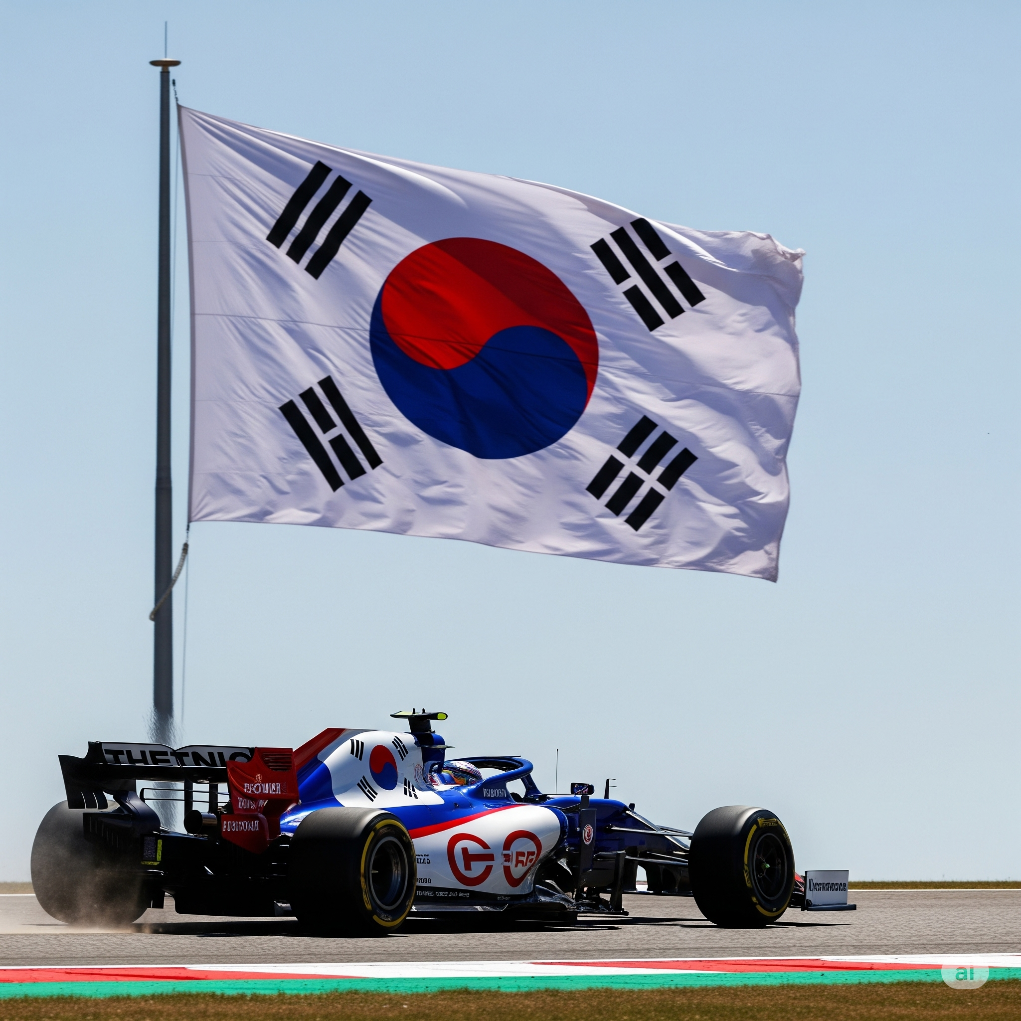 AI로 만든 태극기와 F1 레이스 카 사진 / Gemini(AI) 제공