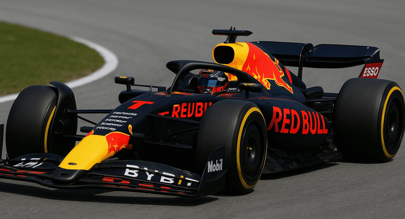 AI로 만든 레드불 F1 차량이 서킷을 달리는 사진 / ChatGPT(AI) 제공