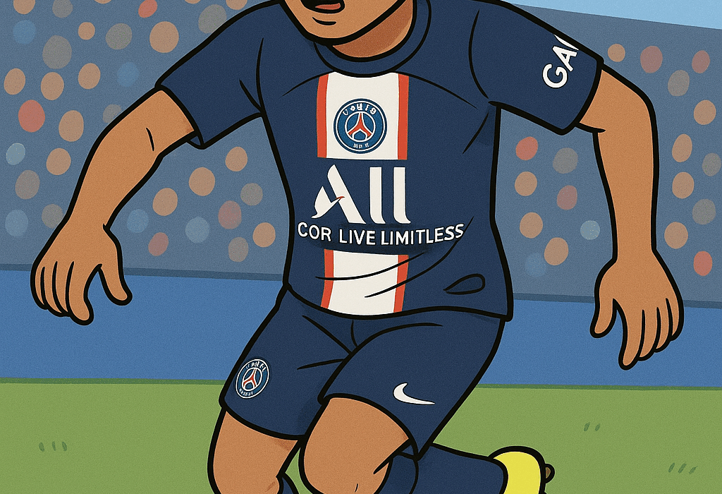 AI로 만든 PSG 선수가 축구하고 있는 그림 / ChatGPT(AI) 제공