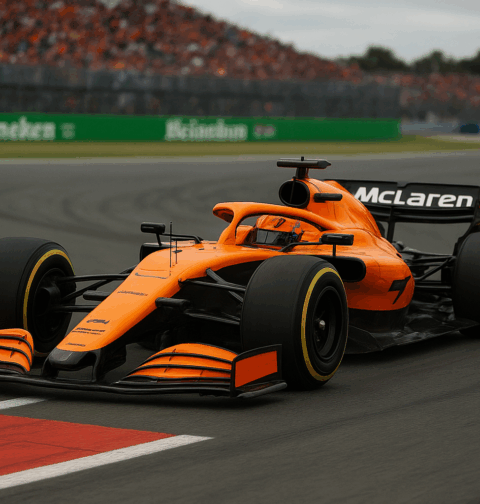 AI로 만든 오스카 피아스트리 선수가 F1 네덜란드 그랑프리에서 F1 차량을 운전하는 모습 / ChatGPT(AI) 제공