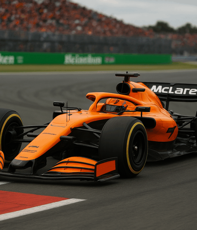 AI로 만든 오스카 피아스트리 선수가 F1 네덜란드 그랑프리에서 F1 차량을 운전하는 모습 / ChatGPT(AI) 제공