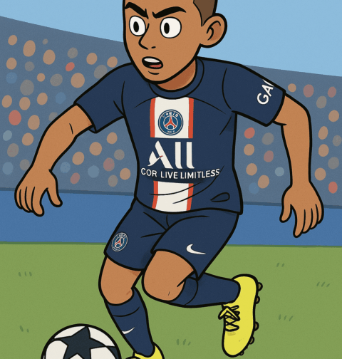 AI로 만든 PSG 선수가 축구하고 있는 그림 / ChatGPT(AI) 제공