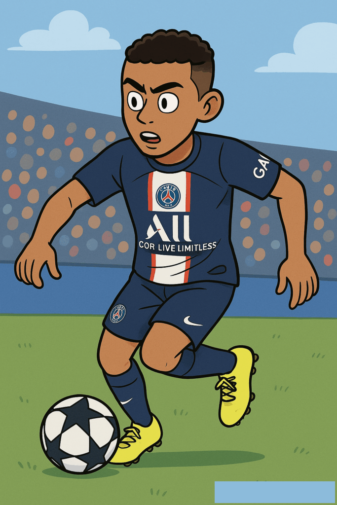 AI로 만든 PSG 선수가 축구하고 있는 그림 / ChatGPT(AI) 제공