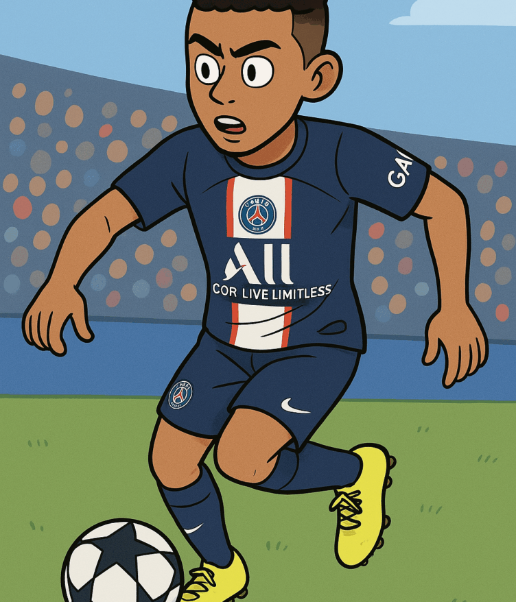 AI로 만든 PSG 선수가 축구하고 있는 그림 / ChatGPT(AI) 제공