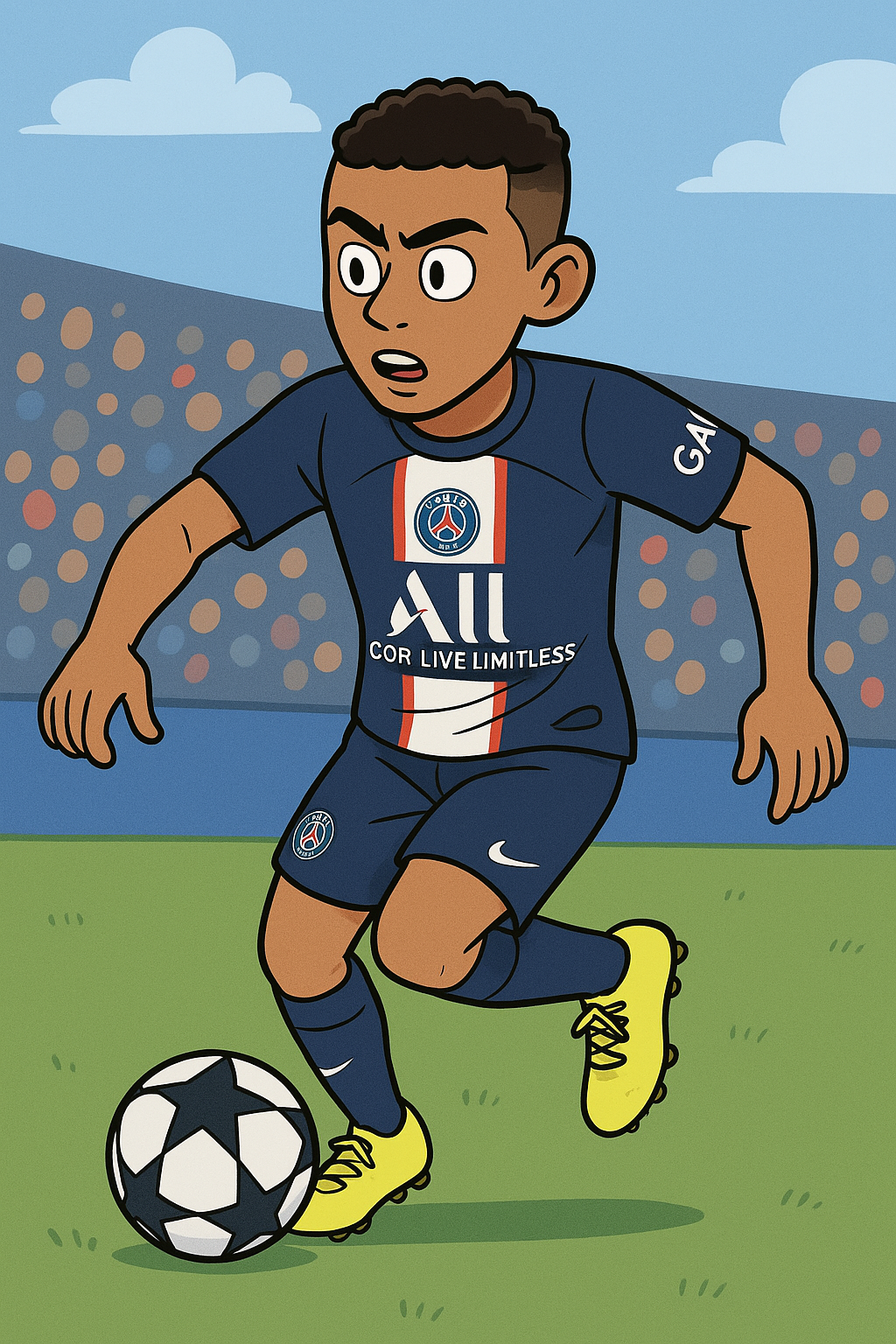 AI로 만든 PSG 선수가 축구하고 있는 그림 / ChatGPT(AI) 제공