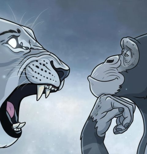 AI로 만든 호랑이와 원숭이 사진 / Gemini(AI) 제공