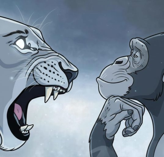 AI로 만든 호랑이와 원숭이 사진 / Gemini(AI) 제공