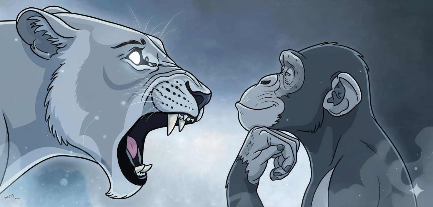 AI로 만든 호랑이와 원숭이 사진 / Gemini(AI) 제공