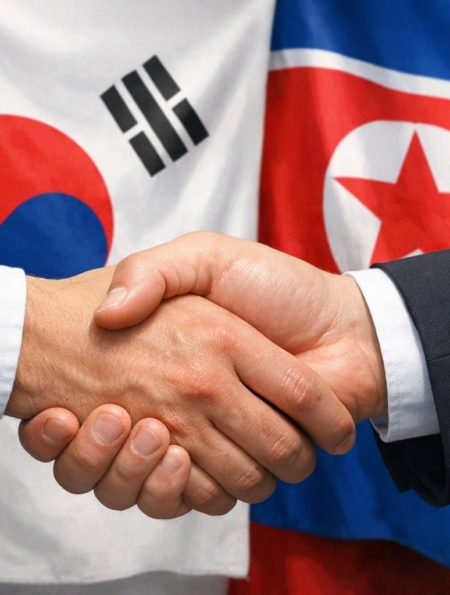 AI로 만든 대한민국과 북한이 악수하는 그림 / ChatGPT(AI) 제공