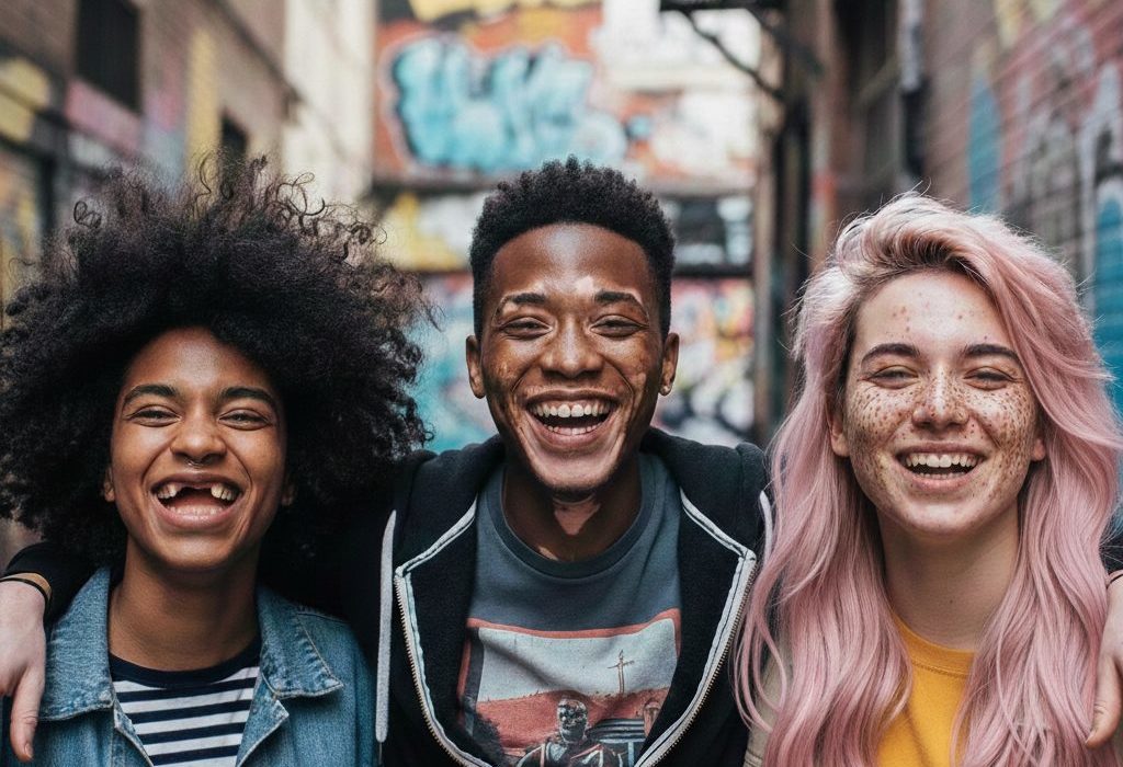 AI로 만든 행복한 사람들의 사진 / Gemini(AI) 제공