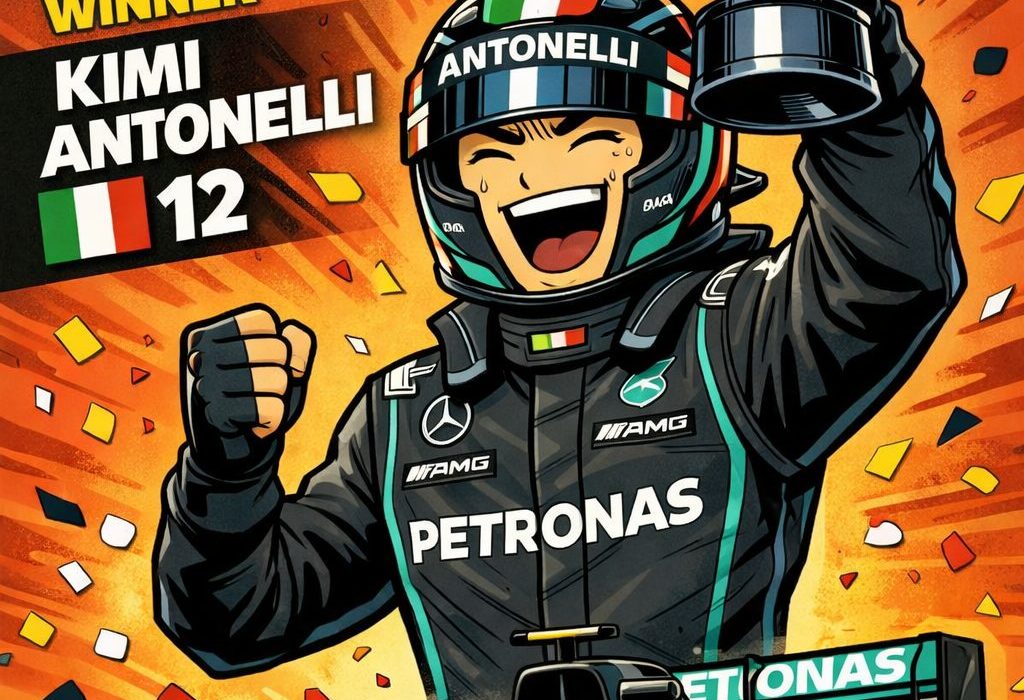 AI로 만든 키미 안토넬리가 F1 일본 그랑프리 우승하는 그림 / ChatGPT(AI) 제공
