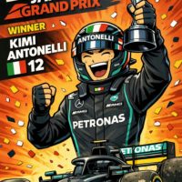 AI로 만든 키미 안토넬리가 F1 일본 그랑프리 우승하는 그림 / ChatGPT(AI) 제공