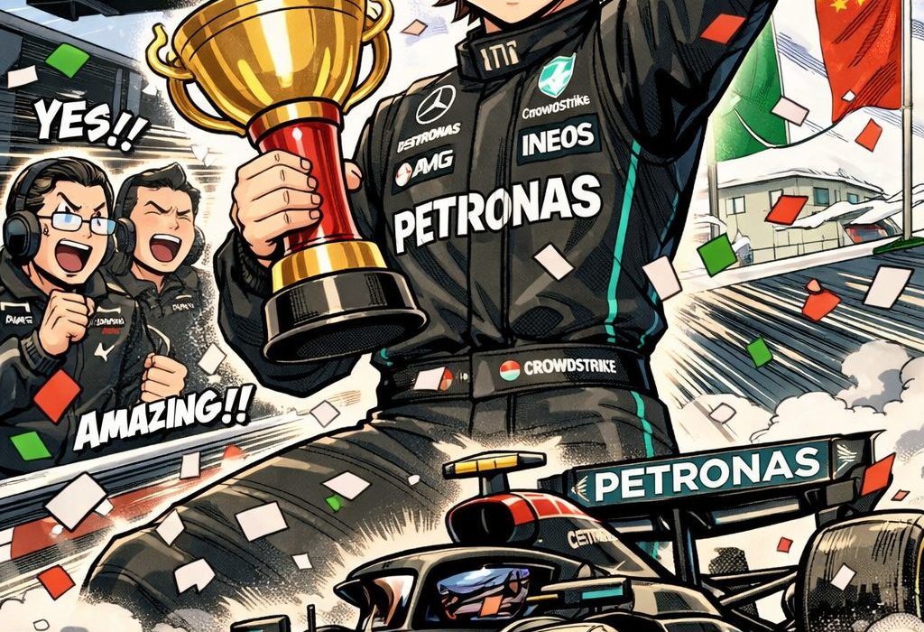 AI로 만든 키미 안토넬리가 F1 중국 그랑프리 우승하는 그림 / ChatGPT(AI) 제공