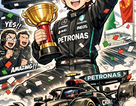 AI로 만든 키미 안토넬리가 F1 중국 그랑프리 우승하는 그림 / ChatGPT(AI) 제공