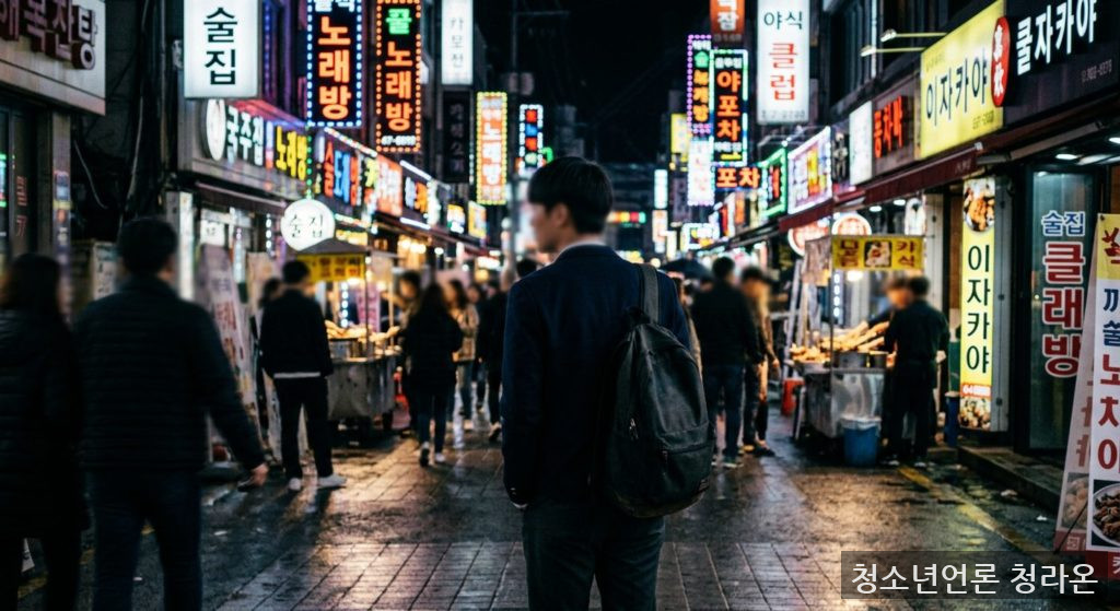 AI로 만든 가출 청소년이 밤에 길거리를 떠돌아다니는 사진 / Adobe Firefly(AI) 제공
