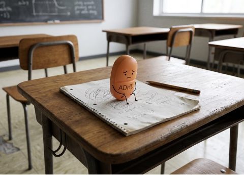 AI로 만든 알약과 학교의 교실 안 사진 / Gemini(AI) 제공