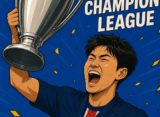 AI로 만든 이강인 선수가 UEFA CHAMPIONS LEAGUE 우승 트로피 들어올리는 사진 / ChatGPT(AI) 제공