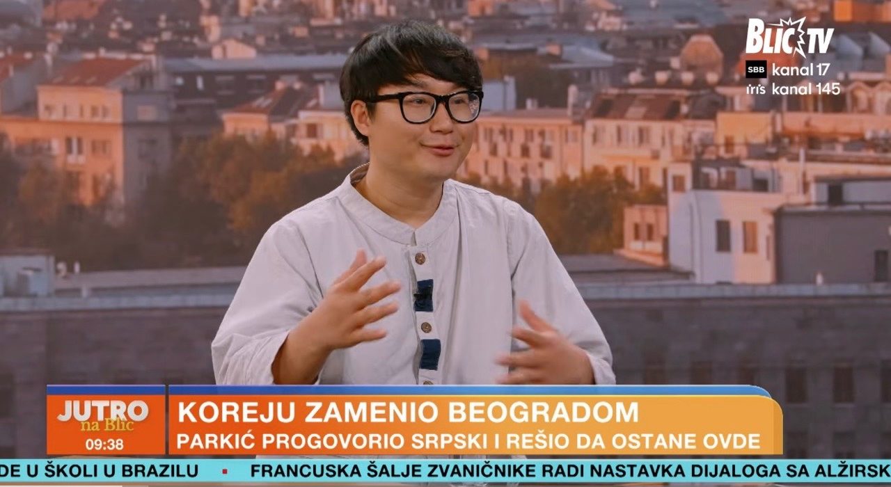 Saesol Park interviews for Serbian news channel BLIC TV(Source= Screenshot from a BLIC TV video)