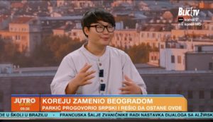 Saesol Park interviews for Serbian news channel BLIC TV(Source= Screenshot from a BLIC TV video)