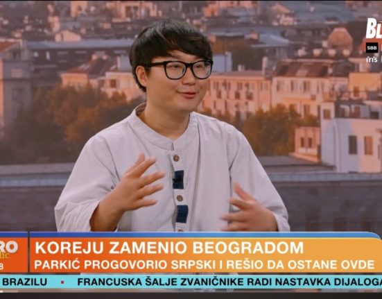 Saesol Park interviews for Serbian news channel BLIC TV(Source= Screenshot from a BLIC TV video)