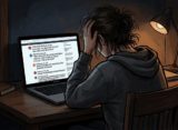 AI로 제작한 혐오 표현이 가득한 댓글 창을 읽는 학생의 모습 / Adobe Firefly(AI) 제공