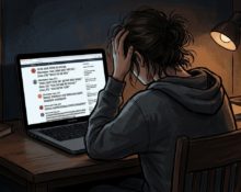 AI로 제작한 혐오 표현이 가득한 댓글 창을 읽는 학생의 모습 / Adobe Firefly(AI) 제공