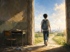 학교 밖 청소년의 권리와 기회 보장을 형상화한 그림. / ChatGPT(AI) 제공